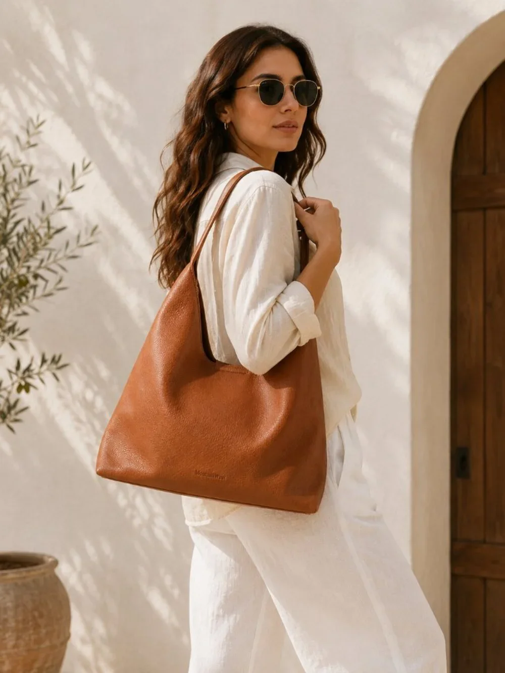 Montana West Cognac Pebbled Hobo | Slouchy Shoulder Minimalist Everyday Bag